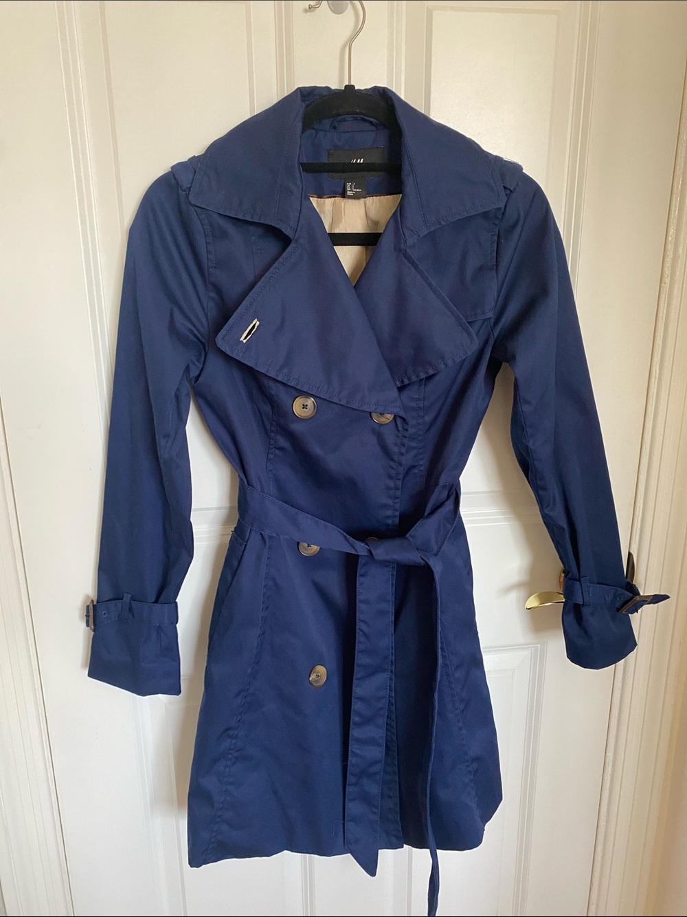 H&M Navy Trench Coat with Belt Size 4
